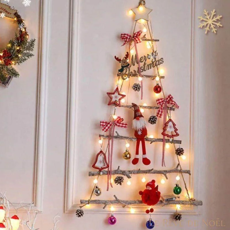 Sapin de noël mural lumineux rouge