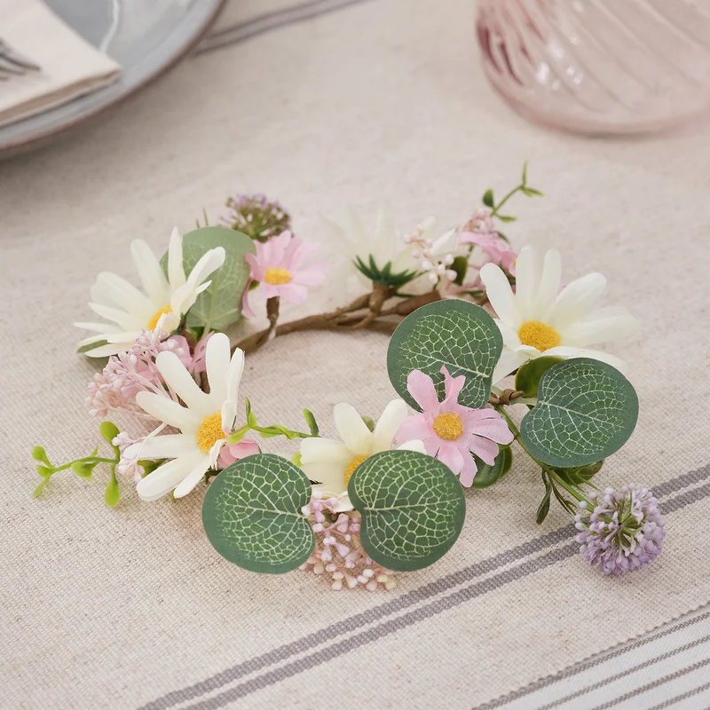 Couronne de Marguerites Pastel pour Bougie