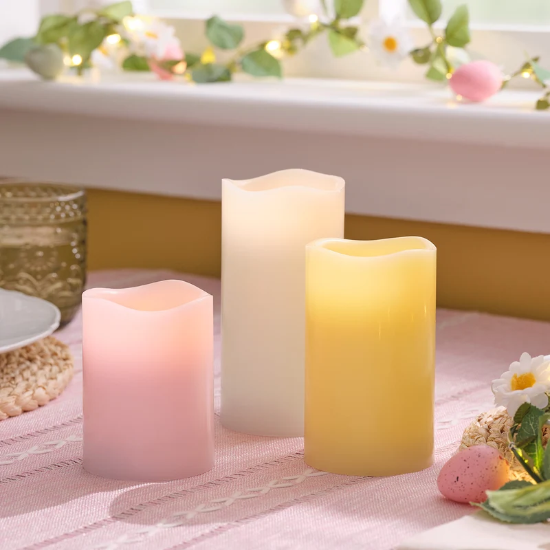 3 Bougies LED en Cire Pastel
