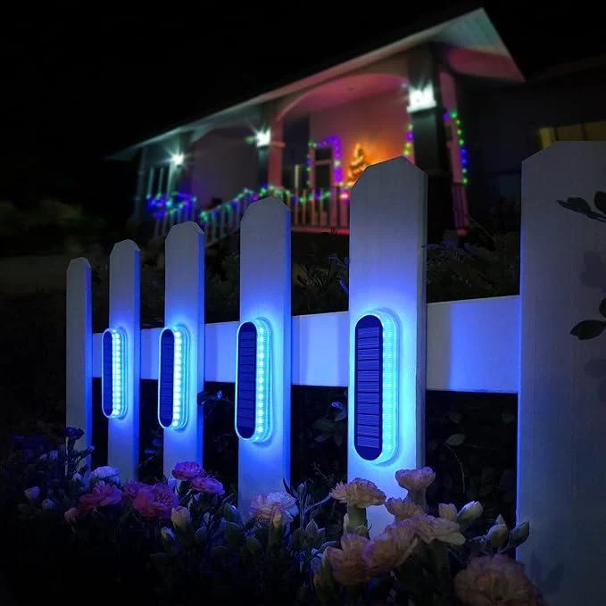 Quntis Warm White Solar Step Lights, IP65 Waterproof LED Lighting for Outdoor Stairs and Fence