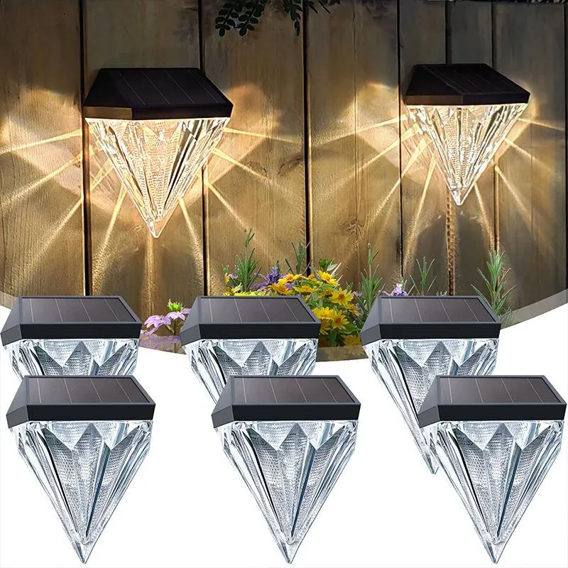 Quntis Diamond Solar Fence Lights, Decorative Warm White IP65 Waterproof Lighting for Outdoor Fence and Wall