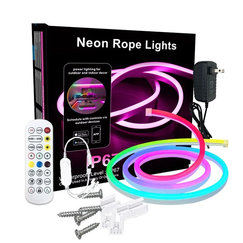RGBIC Neon LED Rope Lights with Remote, App & Voice Control – Flexible, IP65 Waterproof for Indoor & Outdoor Decor