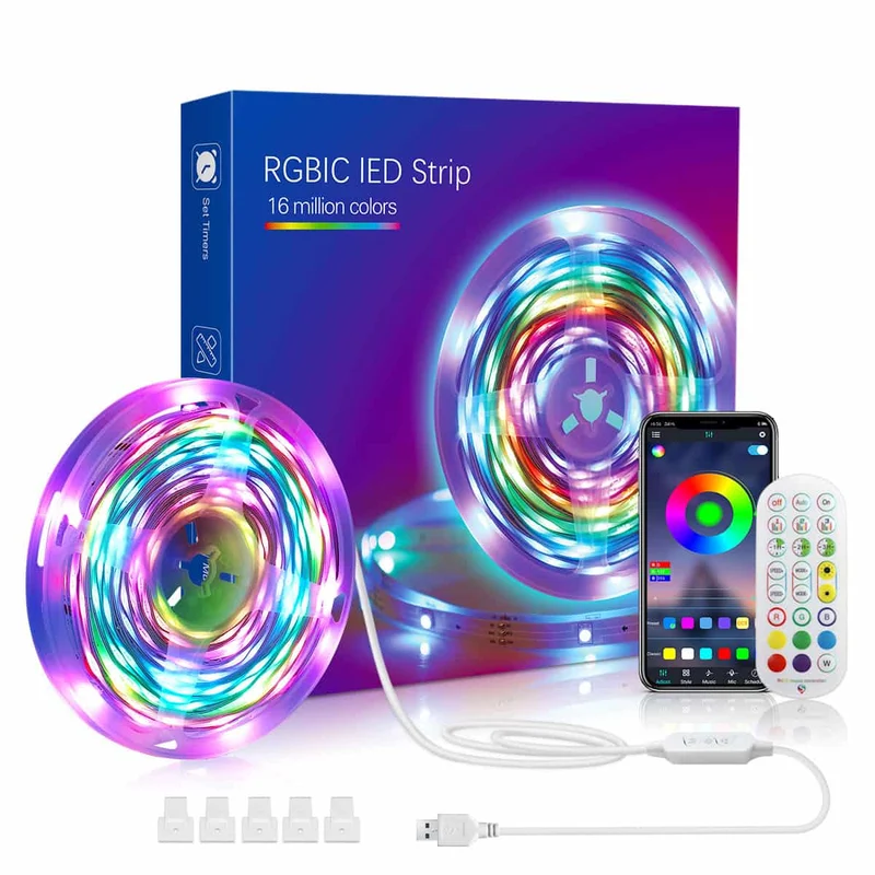Music Sync RGBIC LED Strip Lights – Color Changing LED Lights for Bedroom & Indoor Decor