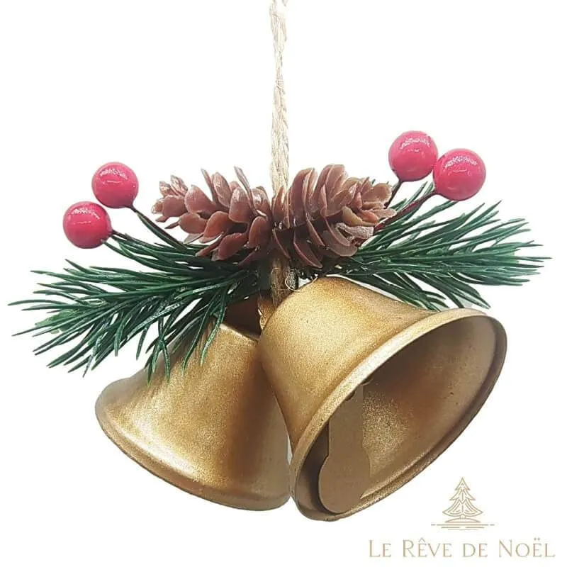 Cloche de Noël : Double Cloche Or