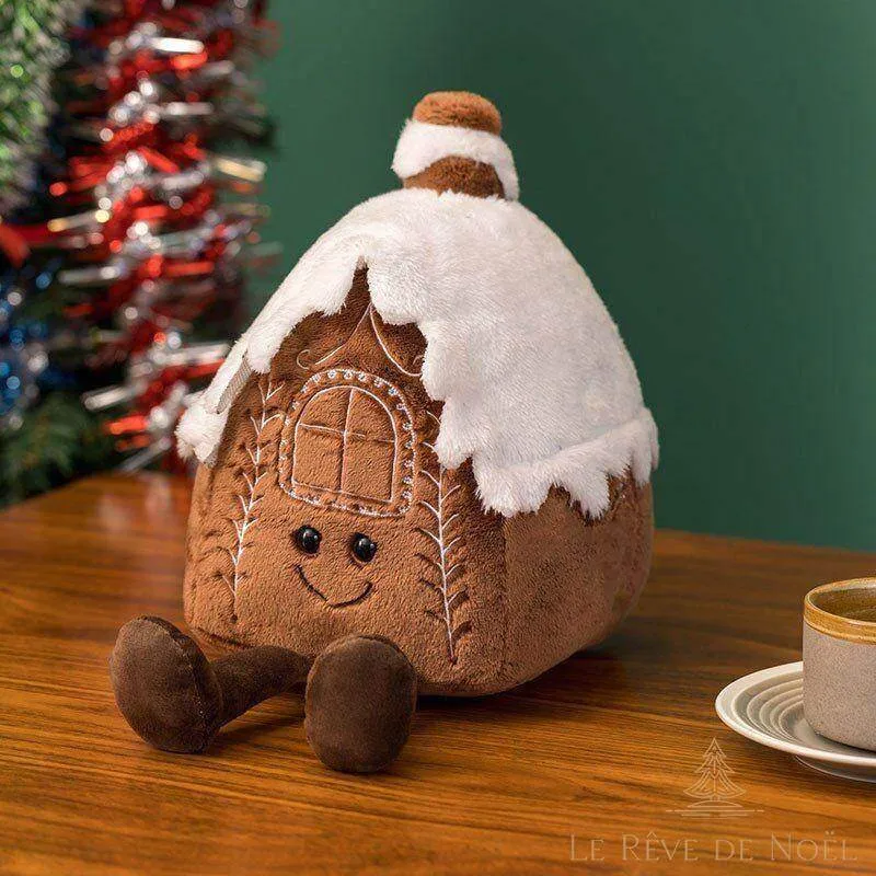 Peluche Chalet de Noël : Maison enneigée