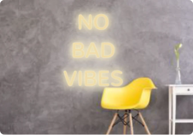 Custom text: NO BAD VIBES