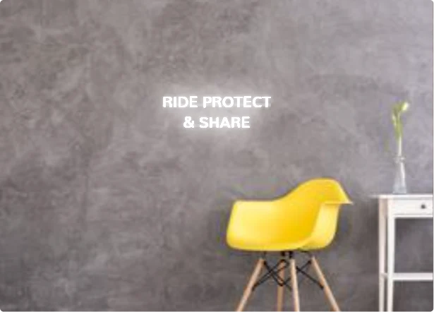 Custom text: RIDE PROTECT & SHARE