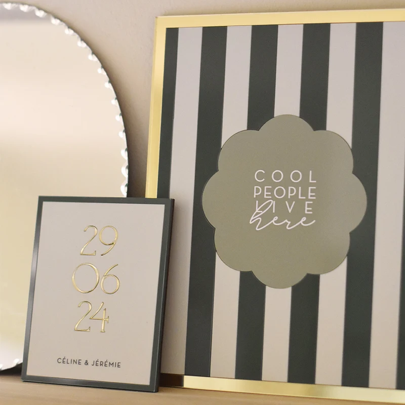Cadre "cool people" Bella Vita vert et or