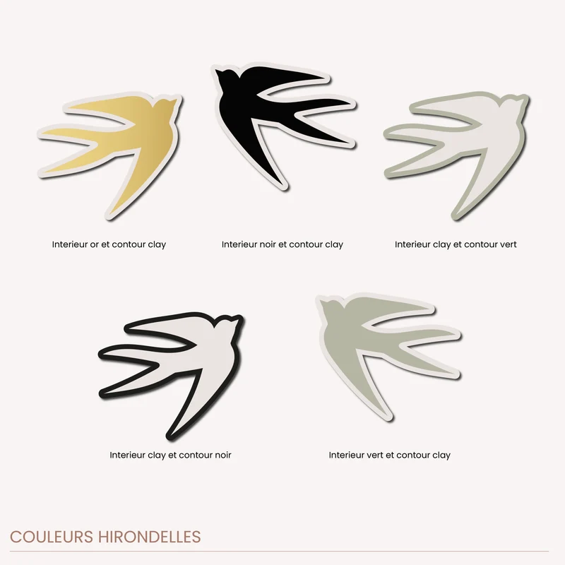 Hirondelle Interieur clay et contour vert