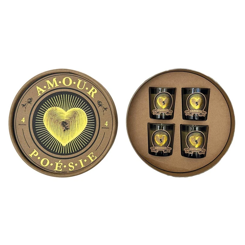 Coffret de 4 bougies amour D4,5 H5cm