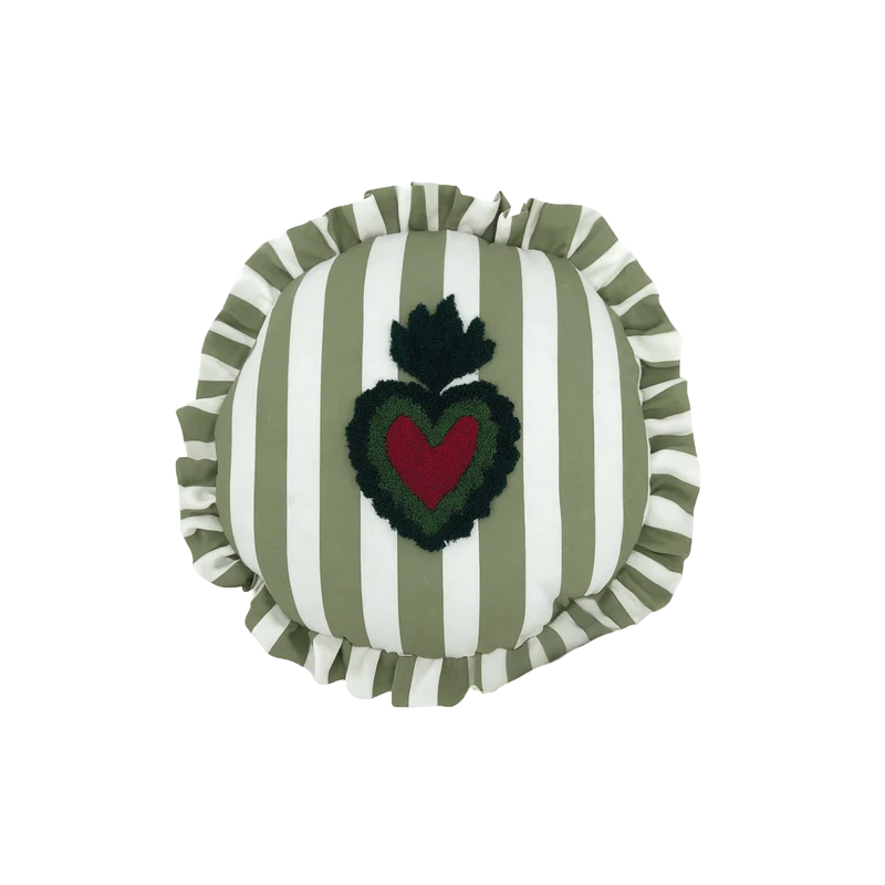 Coussin trattoria cœur kaki D42cm