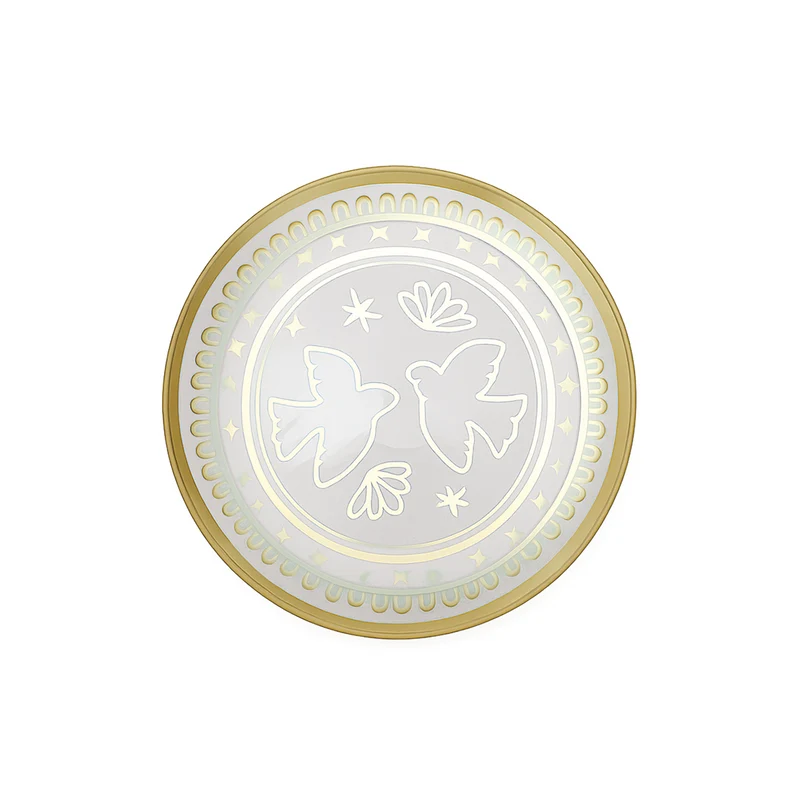 Assiette amour colombe doré en verre pm D15 H1,2cm