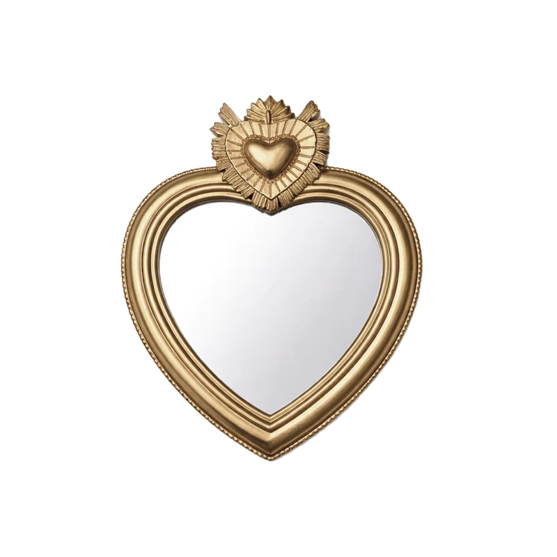 Miroir ex-voto cœur amour doré L14,5 P2 H12cm