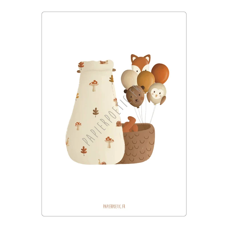 Carte Postale / Card "Berceau Ballons Animaux"