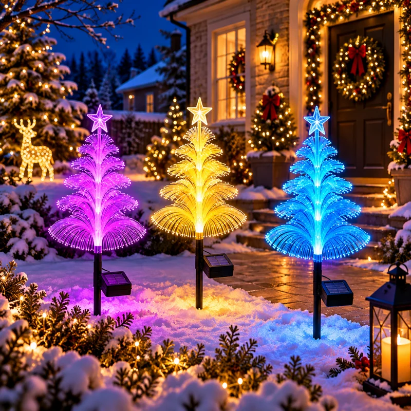 Lot 3 Décorations Noël Solaires Multicolores