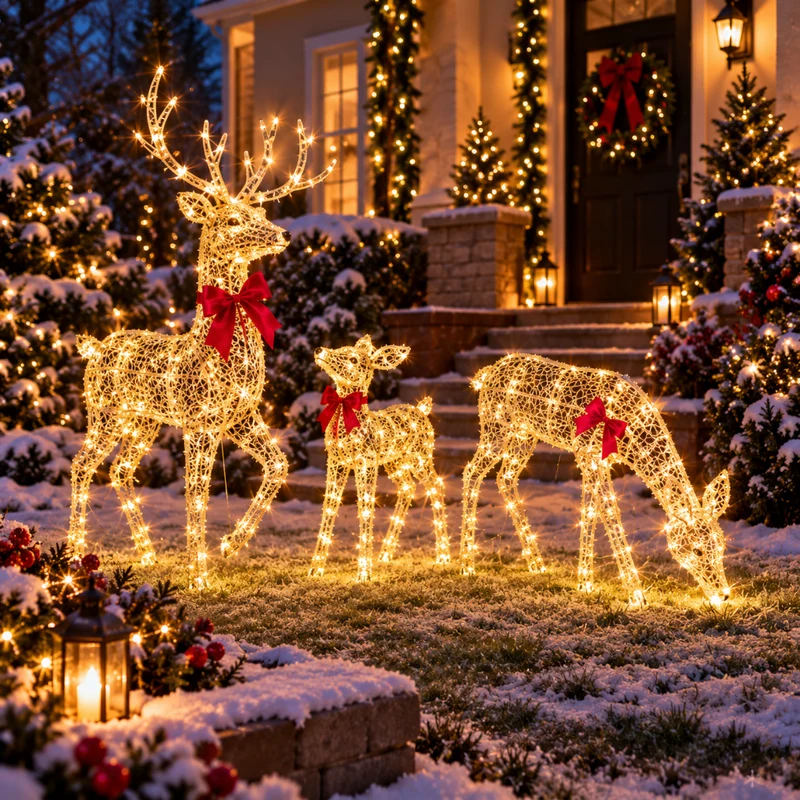 Renne Lumineux de Noël Extérieur en Métal avec Arc LED