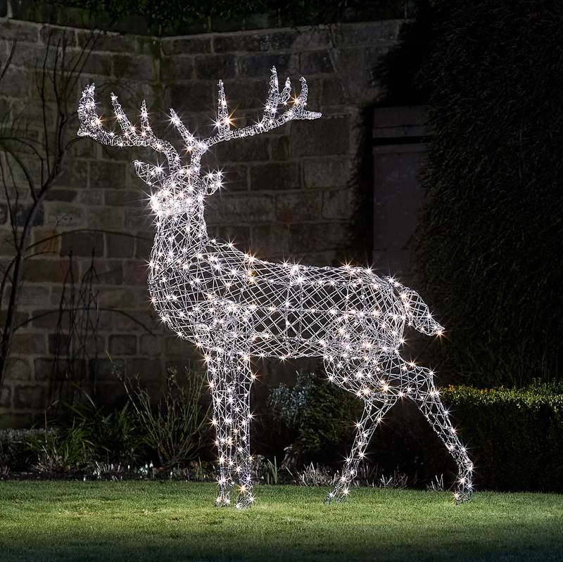 Grand Renne de Noël Harlow en Rotin 400 LED Bicolore
