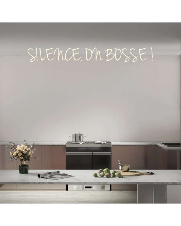 Custom text: SILENCE, ON BOSSE !