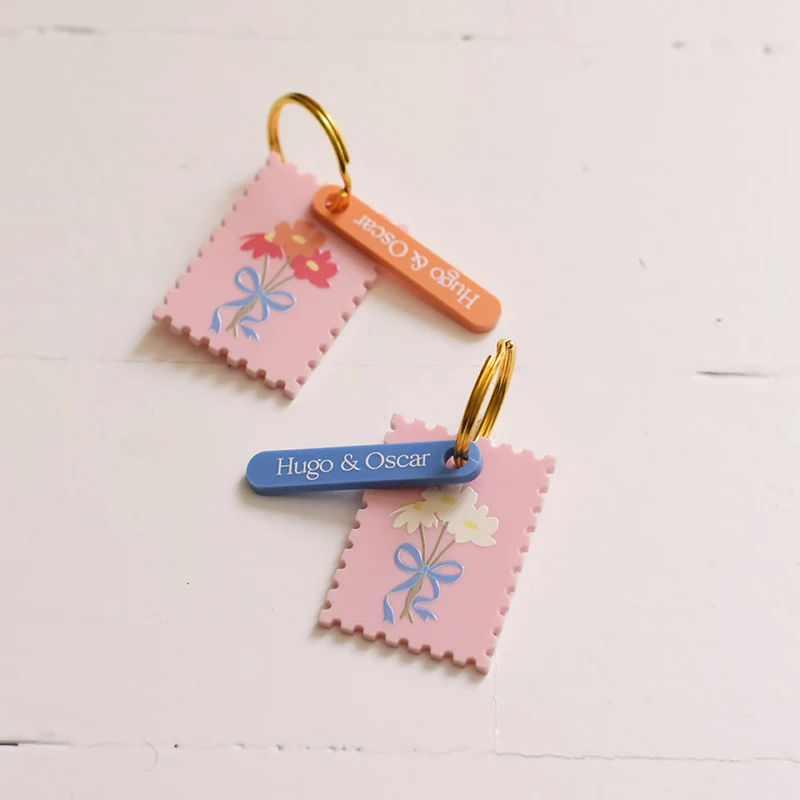 Porte clés bouquet fête des mères timbre