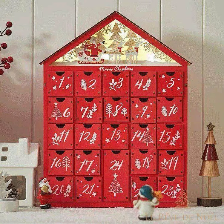 Calendrier de l'avent Maison rouge (LED)