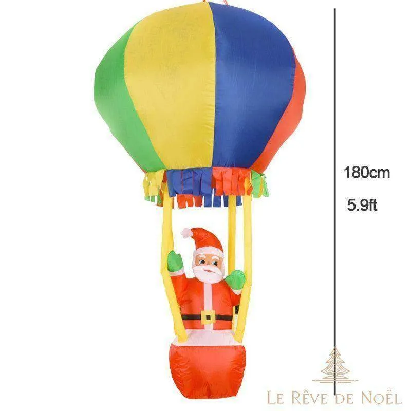 Structure de Noël gonflable : Père Noël dans la montgolfière