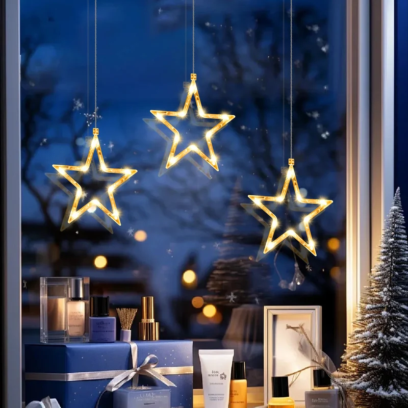 Quntis Christmas Window Lights – Plug-In String Lights with 8 Flashing Modes for Festive Holiday & Xmas Decor