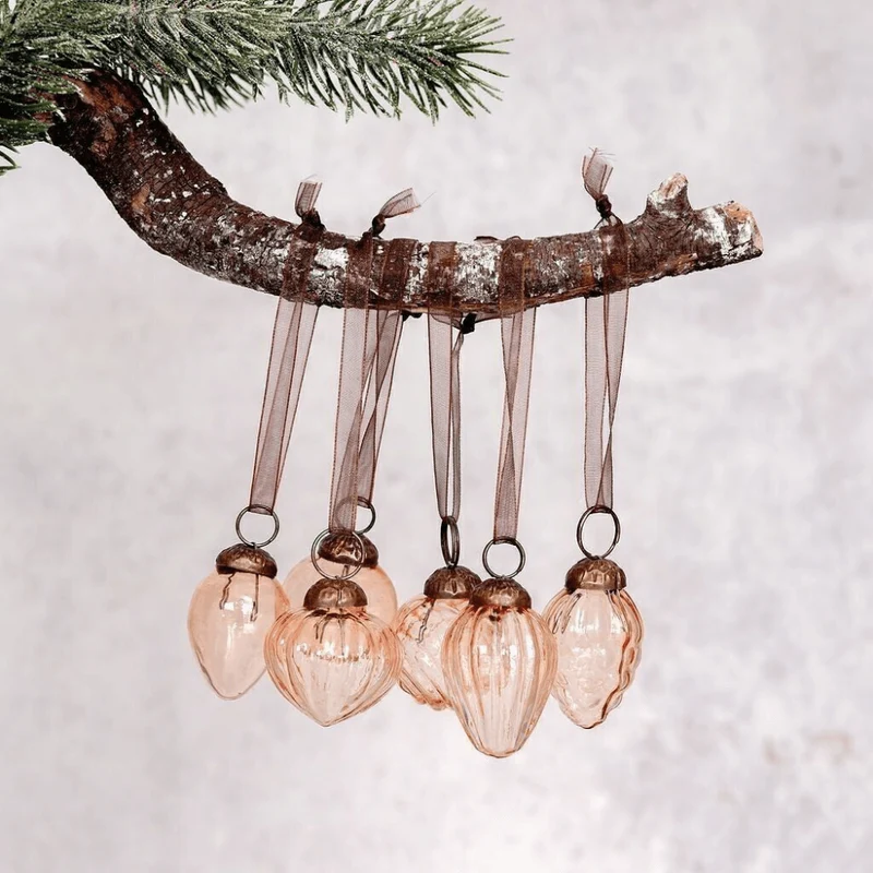 Set de 6 boules de Noël rose