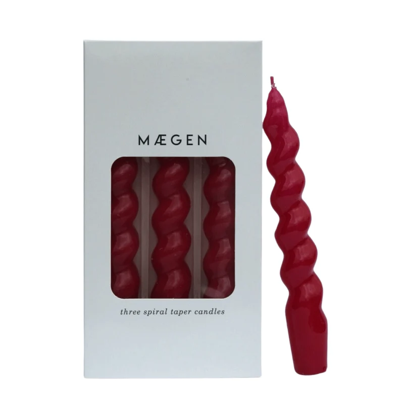 Pack 3 bougies spirales magenta