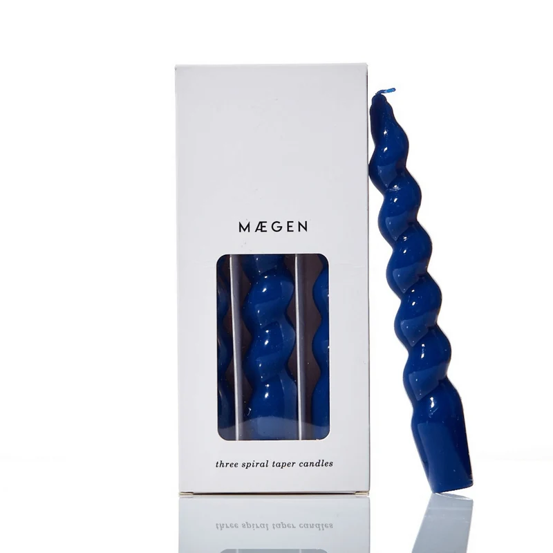 Pack 3 bougies spirales bleu