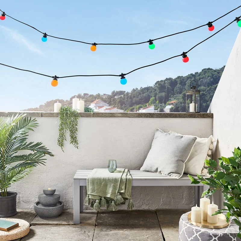 Guirlande Guinguette Pro Connect IP67, 95m 190 LED Multicolores Câble Noir Raccordable
