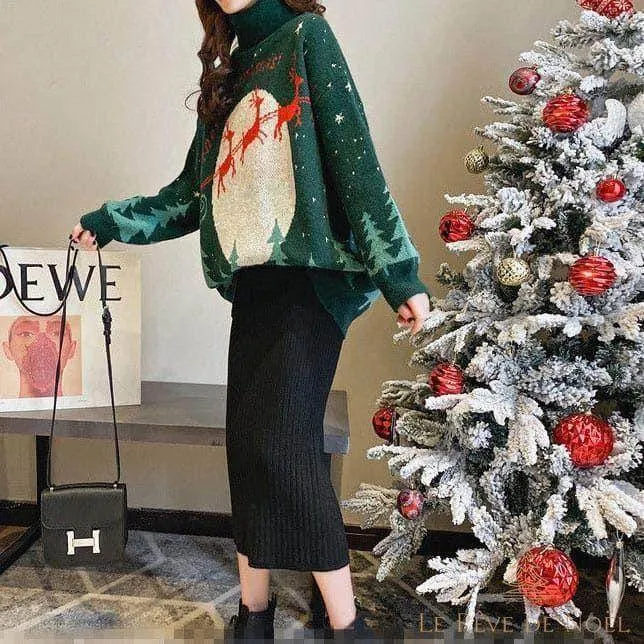 Pull de Noël col roulé femme