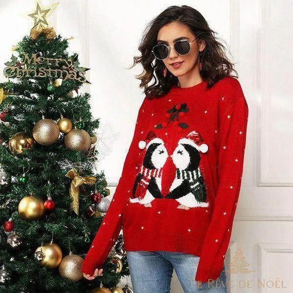 Pull de Noël femme pingouin