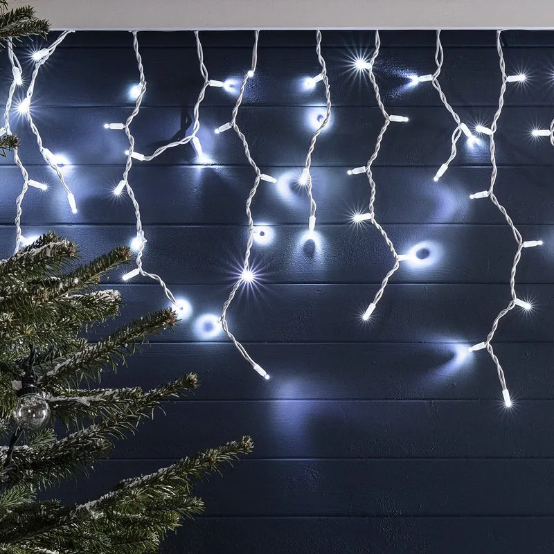 Guirlande Stalactite Pro Connect IP67, 12m 600 LED Blanche Câble Blanc Raccordable