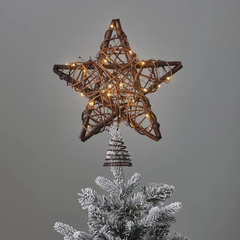 Cimier de Sapin Étoile en Rotin à Micro-LED