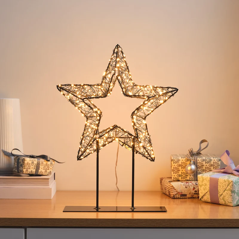 Étoile Lumineuse sur Socle avec Micro-LED Blanc Chaud