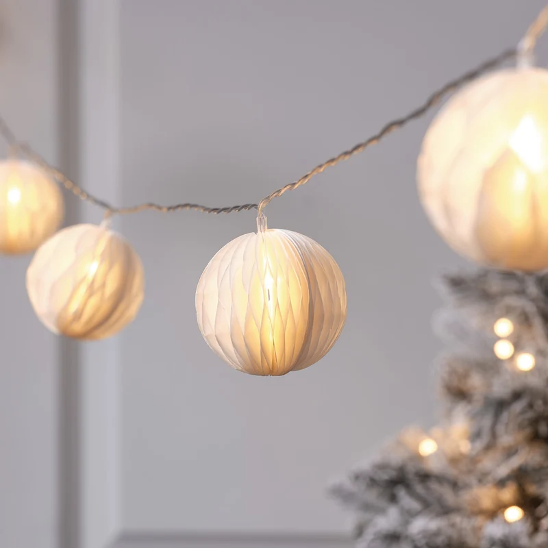Guirlande Lumineuse à 10 Boules en Papier