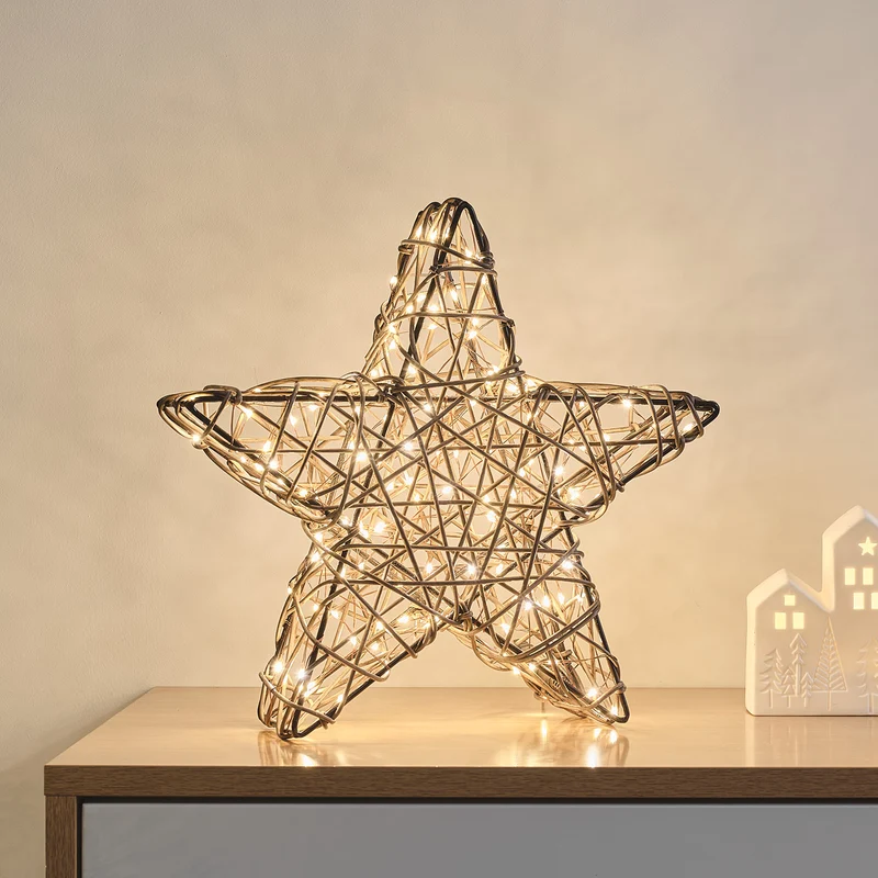 Étoile Lumineuse en Rotin Studley de 35 cm