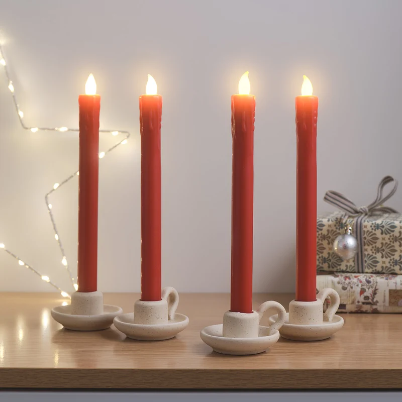 2 x Lot de 2 Chandelles en Cire Rouge avec Télécommande