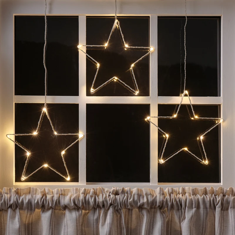 Trois Décos Étoiles Lumineuses Osby à LED à Piles