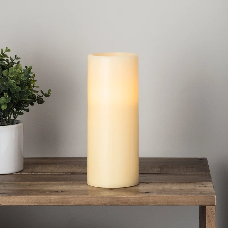 Grande Bougie Pilier LED à Piles en Cire avec Minuterie