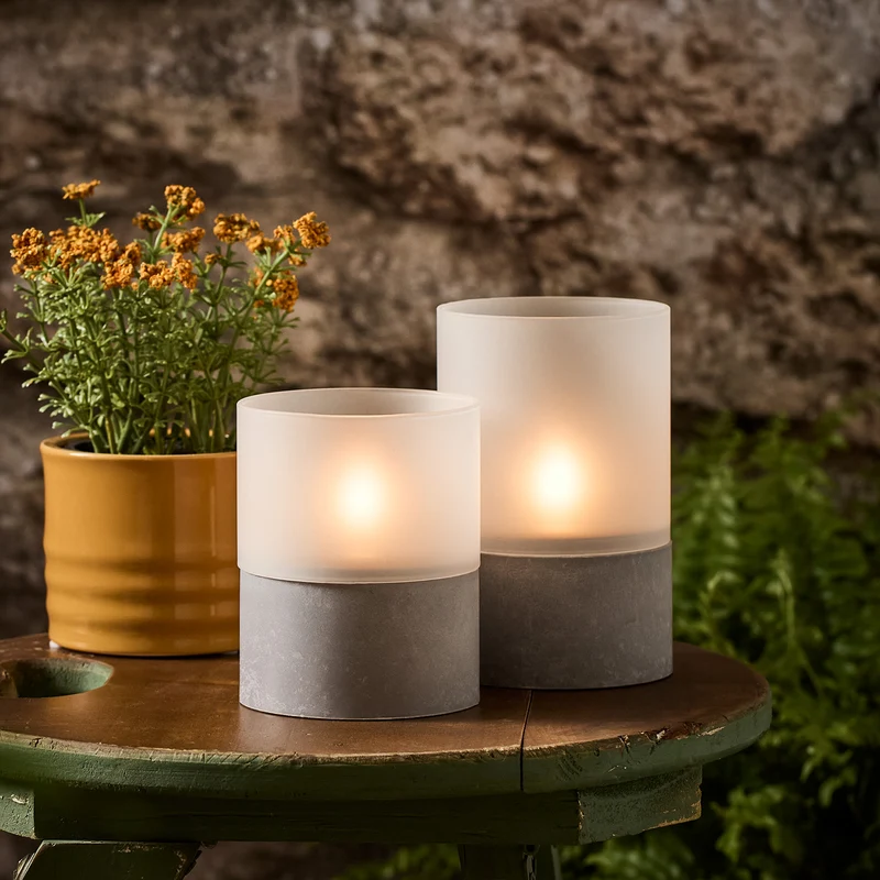 Duo de Bougies Photophores Solaires TruGlow® en Verre