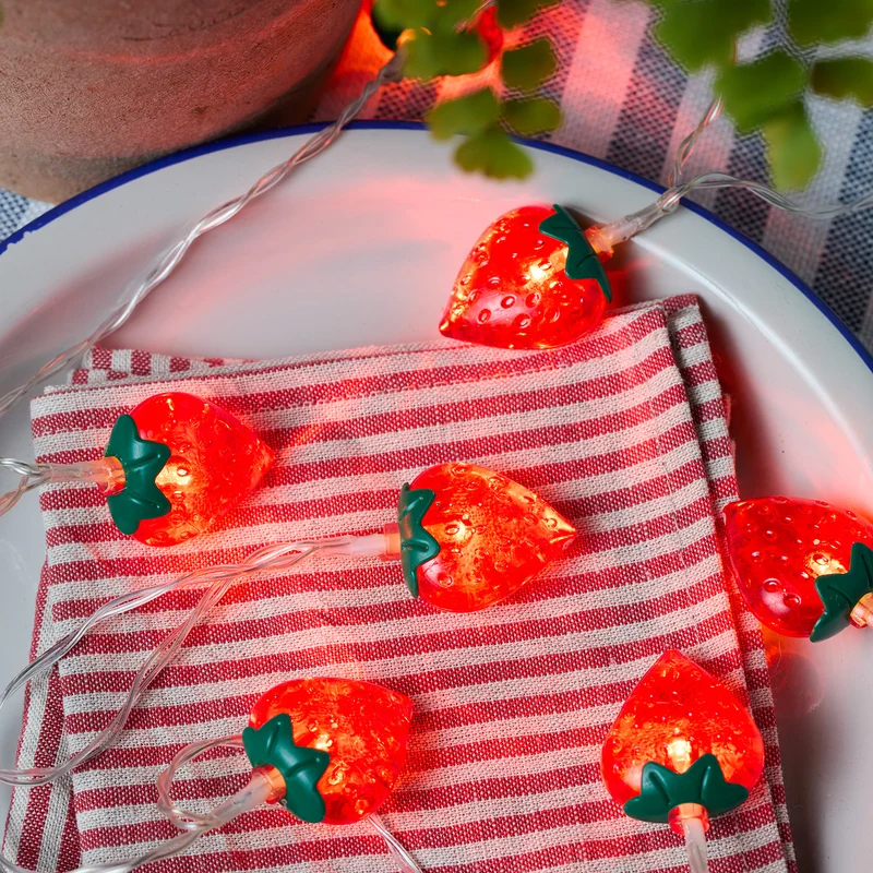 Guirlande Lumineuse à Piles avec 10 Fraises LED