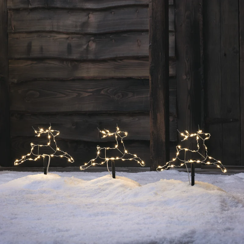 Lot de 3 Petites Balises Lumineuses Rennes de Noël