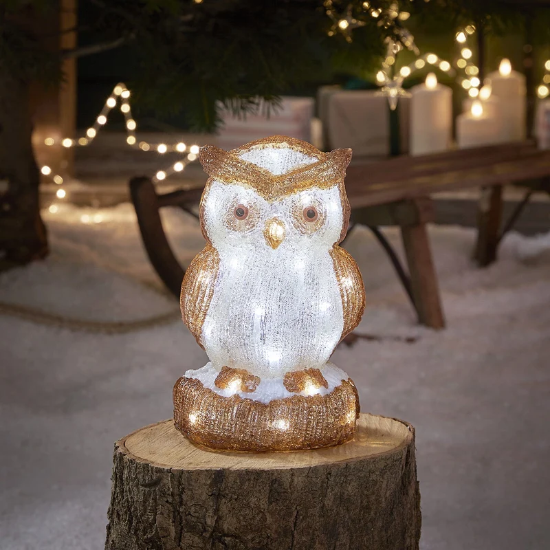 Hibou Lumineux de 24 cm en Acrylique