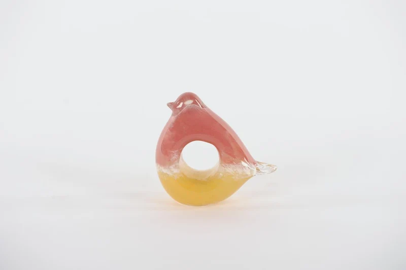 Oiseau rose foncé en verre petit modèle - Rasteli