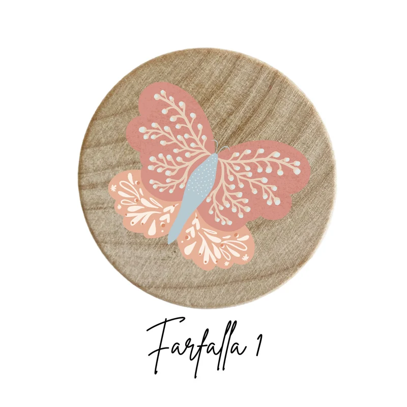 Wooden Knob with Embossed Butterfly Bush Design - More Designs Available