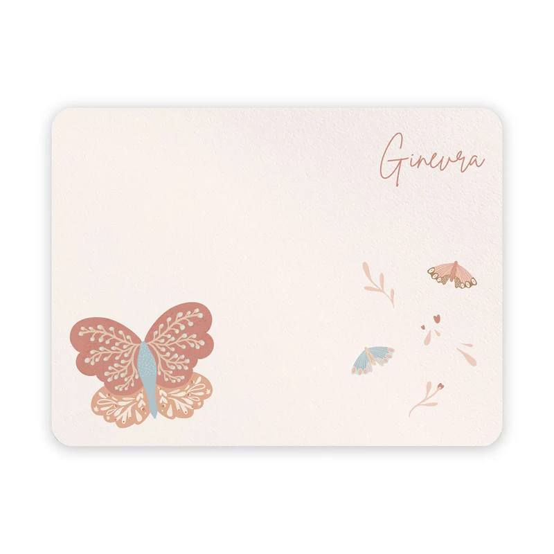 Mantel individual para bebé con diseño de mariposas - Nombre personalizable