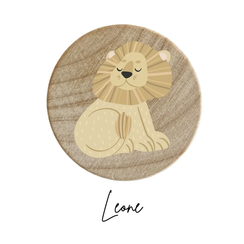 Bouton en bois avec design Lazy Jungle en relief - Plus de designs disponibles