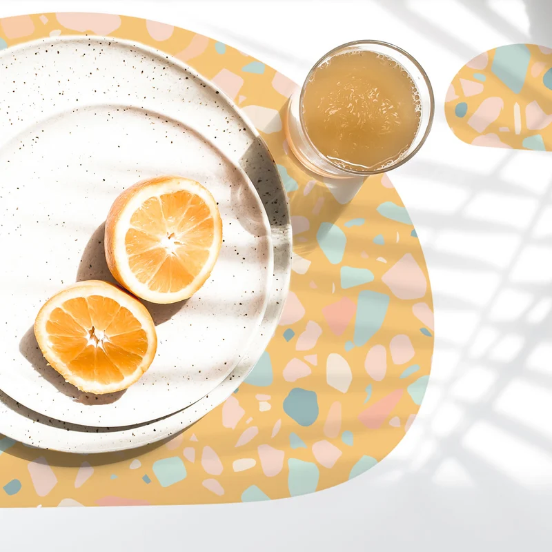 Set de Table Personnalisé Terrazzo Coloré - Jaune