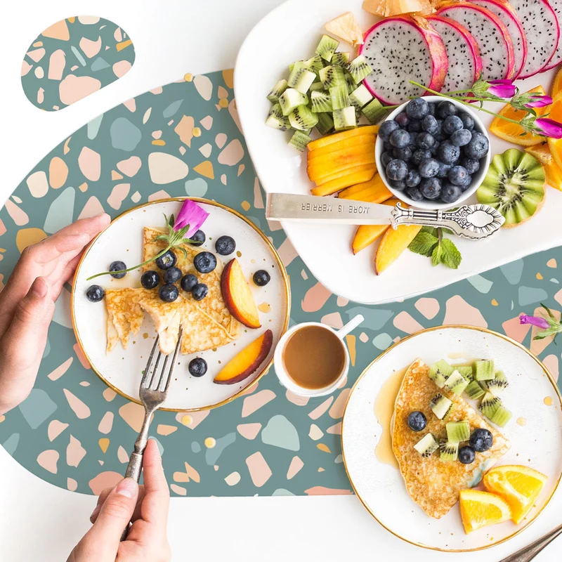 Set de Table en Terrazzo Coloré Personnalisé - Sarcelle